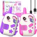 Rechargeable Walkie Talkies Toys for Girls: Unicorn Toys Walkie Talkies for Kids 2 Pack Birthday Gifts for 3 4 5-7 Year Old Girls Toy for 4 5 6 7 Year Old Grandkids Camping Outdoor Games