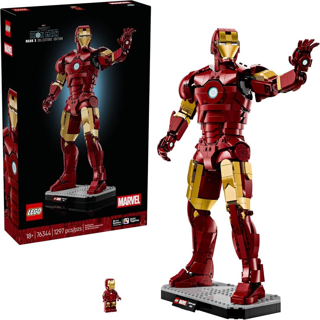 LEGO Marvel Iron Man Mark 3 Collectors Edition Building Set - Poseable Super Hero Construction Kit W/Mark 3 Minifigure for Adults, Ages 18+ - Collectible Gift Idea for Birthdays - 76344