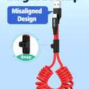 AGVEE 2 Pack 3ft Coiled Short USB to USB-C Charging Cable [USB-IF Certified] 3A Fast Charger Cord in Car for iPhone 17/16/15 CarPlay, Galaxy S25 S24 S23 S22 S21 S10 S9 S8, Google Pixel, Red