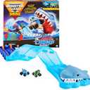 Monster Jam, Mini Megalodon Race and Chomp Playset with 2 Mini Trucks, 1:87 Scale, Kids Toys for Boys and Girls Ages 4-6+