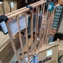 Babelio Baby Gate for Stairs & Doorways, 26-43" W 28" H No Bottom Bar| Easy Installation| One-Handed Operation| Auto-Close| Hardware Mount (Drill Needed) Safety Dog/Pet Gate (Brown Wood Pattern)