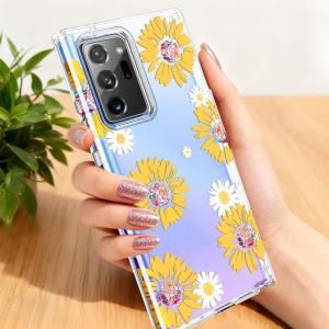for Samsung Galaxy Note 20 Ultra Case Sunflower 3 in 1 Hard PC Soft Silicone Hybrid Protection Shockproof Llightweight Anti-Scratch Rugged Bumper Case for Samsung Note 20 Ultra 5G,6.9,2020
