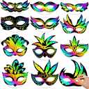 Deekin 60 Pcs Mardi Gras Scratch Masks Gift Set Carnival Prom Art Craft Kit Masquerade Party Scratch Party Favors DIY Art Mardi Gras Mask Craft Kit for Mexican Activity Decoration