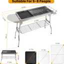 Portable Charcoal Grill, Large Stainless Steel Folding BBQ Grill with Storage Shelf, Foldable Barbecue Grill for Outdoor Cooking Camping Hiking Backyard Garden Picnic Parties Kabob (39x13.4x28 Inch)
