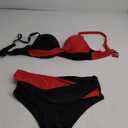 OYOANGLE Women's Plus Size Color Block Bikini Sets High Waisted Swimsuit Two Piece Push Up Bathing Suits (X-Large, Red and Black)