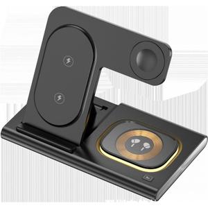 3 in-1 Wireless Charger,Support Fast Charging and Multi-Function Wireless Charging (Black (Suitable for iPhone,AirPods,Iwatch)))