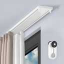 Double Curtain Track Ceiling Mounted Aluminum Silent Rails System White 3m(9.8ft)