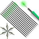 TOPARCHERY Crossbow Bolts 20 Inch 12 pcs with 6pcs Lighted Nocks and 6pcs Replaced Broadheads Set, Carbon Crossbow Arrows for Practice Outdoor Hunting (Green)