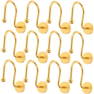 12pcs Shower Curtain Hooks Round Button Design Metal Hangers for Bathroom Curtains Versatile and Sturdy for Shower and Window