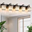 Black Bathroom Light Fixtures with K9 Crystal Lampshade Bathroom Lighting Over Mirror Vanity Lights for Living Room,Bedroom,Restroom,Hallway 5 Lights