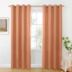 BGment Burnt Orange Linen Fall Curtains for Living Room 84 Inch Length, Terracotta Window Treatments Grommet Light Filtering Drapes Rustic Privacy for Bedroom, Each 52 Inch Wide