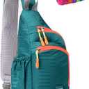 Peicees Small Sling Backpack Waterproof Unisex Shoulder Bag Chest Crossbody Daypack (Turquoise), Small