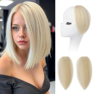 REECHO Clip in Hair Volumizer, Short Thick Clip in Hairpieces Adding Extra Hair Volume Extensions for Women with Thin Fine (Light Blonde, 8 Inch(Pack of 2))