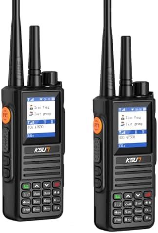KSUN 4G POC Network Radio Walkie Talkies Long Range 5000 Miles, Handheld UHF Dual Mode & Antenna Relay Function,Gifts for Outdoor Hiking, Camping KSUN CT58 (2 Pack, Without Sim Card)