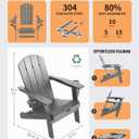 Folding Adirondack Chair, Wooden Textured Plastic Adirondack Chairs with 2 Cup Holder, Weather Resistant HDPE Fire Pit Chair, Outdoor Patio Chairs for Garden, Backyard, Lawn, Deck, 380LBS, Grey