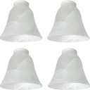 4 Pack Ceiling Fan Light Covers, Transitional Style Replacement Bell Shaped Glass Shade Ceiling Fan Replacement Globes (Alabaster, 4-3/4'')