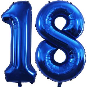 GOER Number 18 Balloons for 18th Birthday Sweet 18 Party Decorations,42 Inch Jumbo Foil Helium 81 Balloons for 81st Birthday Party Decoration (Blue)