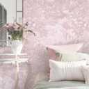 Dimoon 17.3" X 98.4" Peel and Stick Wallpaper Pink White Modern Forest Floral Wallpaper Renter Friendly Waterproof Removable Self Adhesive Wall Paper Bedroom Livingroom Cabinets Vinyl