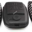 2-Layers Hybrid Carbon Key Fob Cover for KIA Sedona Grand Carnival MPV with Power Doors Hatch 6 Button (Black shell+Black silicone inner+Black keychain)