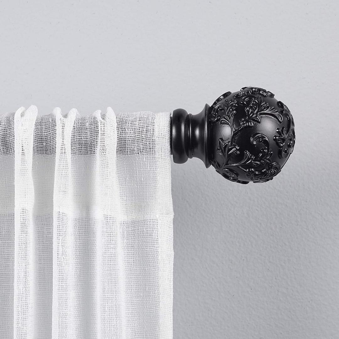 Exclusive Home Curtains ER1015-03 3672 Vine 1" Curtain Rod and Finial Set, 36"-72", Matte Black