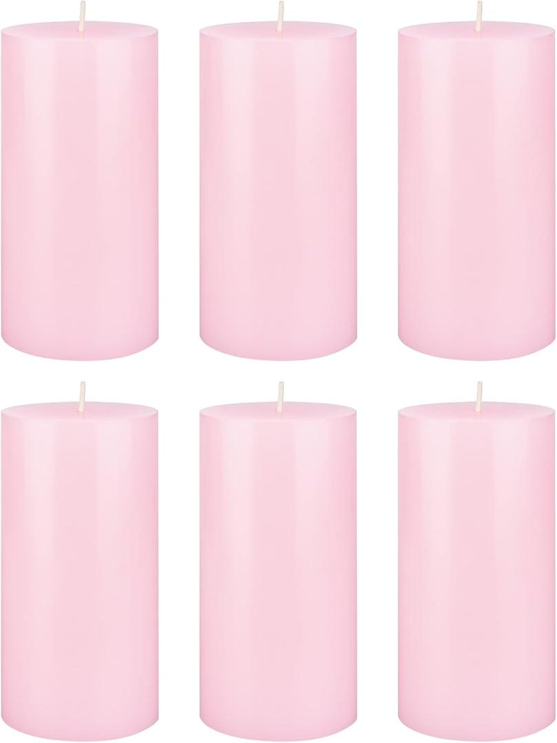 SRG 6 pcs Unscented Pink Round Pillar Candle, Hand Poured Premium Wax Candles 3 Inch x 6 Inch, Home Dcor, Wedding Receptions, Baby Showers, Birthdays, Celebrations, Party Favors & More