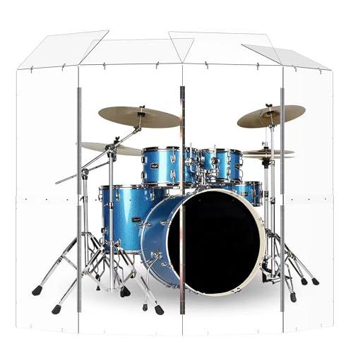 Portable Drum Shield | 4 Panels 2ftx5ft w/Deflectors | Converts to 2ftx6ft | Factory-Installed Full-Length Stainless Steel Hinges | Acrylic drum Sound Barrier | Cage for Church (4 Panels w/Defl.)