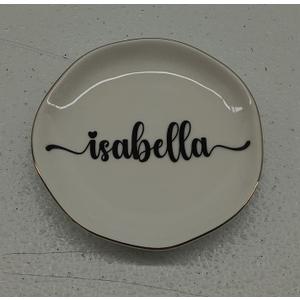 JoycuFF Initial Ceramic Jewelry Tray, Bridesmaid Bride Gifts, Mothers Day Christmas Anniversary Engagement Birthday Gifts for Women Couples, Trinket Dish for Rings Earrings Necklaces Bracelets Keys
