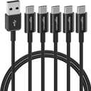 Amazon Basics 5-Pack USB-C to USB-A 2.0 Fast Charger Cable, 480Mbps Speed, USB-IF Certified, Quick Charger for Apple iPhone 16/15, iPad, Samsung Galaxy, Tablets, Laptops, 3 Foot, Black