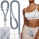 4-IN-1 Phone Lanyard + Wrist Strap, Adjustable 15-31 inch Cell Phone Lanyard with 2 Tether Tabs for iPhone,Smartphone (Blue Gray-2 Pack)