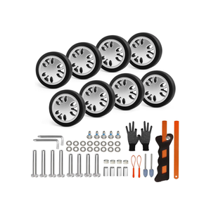 Luggage Wheels Replacement Set 8PCS 2inch TPU Rubber Wheel Convenient Upgrade Sets Smooth Silent for Suitcase Spinner Trolley Bag Drawbar Travel Box Caster Repair