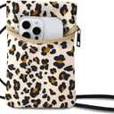 Small Crossbody Women Cell Phone Purse Wallet Bag With Shoulder Strap (Leopardprint/Polyester)