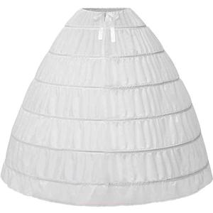 Women Crinoline Petticoat A-line 6 Hoop Skirt Slips Long Underskirt for Wedding Bridal Dress Ball Gown (One Size, White)