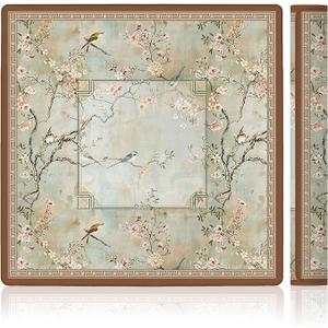 LZYRF Vintage Chinoiserie Cherry Blossom Mahjong Mat 31.5 x 31.5 in, Cottagecore Botanical Floral Bird Anti Slip and Noise Reduction Game Table Cover for Mahjong Dominoes Card Board Tile Games