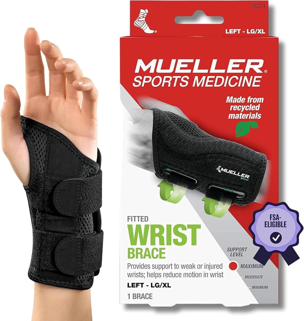 Mueller Green Fitted Wrist Brace, Left, LG/ XL