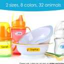 2 x Baby Bottle Labels for Daycare, Self-Laminating, Waterproof Write-On Name Labels, Assorted Sizes & Colors, Pack of 64 (Animal Friends)