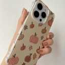 Watercolor Pumpkin Fall Leaves Case Compatible with iPhone 15 Pro, Cute Halloween Vibe Case for iPhone 15 Pro, Trendy Unique Design TPU Bumper Cover Case