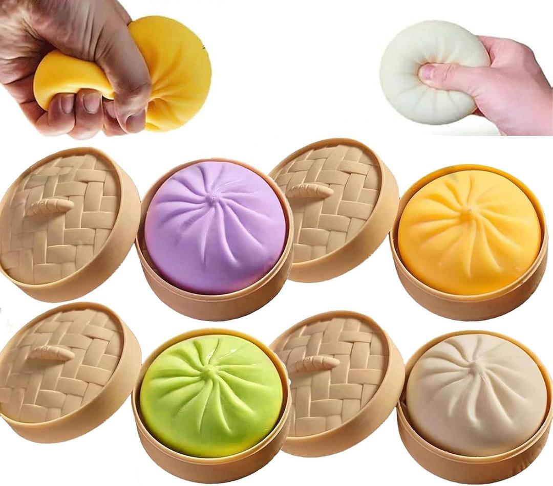 4 PCS Giant Glitter Dumpling, Giant Dumpling Squishy, Mega Rainbow Dumplings, Large Stress Relief Sensory Ball, Anxiety Relief Fidget, Soft Squeeze Decompression Dough (4pcs Big)