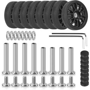 Domiella 8 PCs 1.97in / 50mm Luggage Wheels Replacement, Smooth Swivel Caster Wheels, Wear-Resistant Rubber Suitcase Trolley Wheels Repair Kit