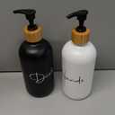 7 oz Hand Soap Dispenser Empty Glass Lotion Pump Bottles, Refillable Liquid Dish Soap Bottles for Bathroom, Kitchen Sink, Black + White, 2 Pack 