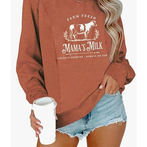 Women Nursing Sweatshirts for Breastfeeding Zip Nursing Friendly Maternity Sweater Mama's Daily Farm Fresh Milk Pullover Tops M
