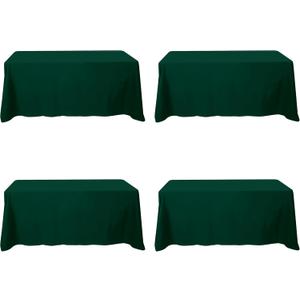 BRILLMAX 4 Pack Hunter Green Tablecloths for 6 Foot Rectangle Tables 90 x 132 Inch - 6ft Rectangular Bulk Linen Polyester Fabric Washable Cloth Cover for Wedding Reception Banquet Birthday Party