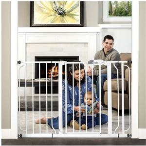 Regalo Easy Step 49-Inch Extra Wide Baby Gate, Includes 4-Inch and 12-Inch Extension Kit, 4 Pack of Pressure Mount Kit and 4 Pack of Wall Mount Kit (White)
