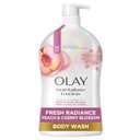 Olay Body Wash for Women, Fresh Radiance, Refreshing & Renewing, Made with Plant Based Cleansers, B3 Botanical Complex, For All Skin Types, Peach & Cherry Blossom Scent, 33 fl oz (33 Ounce (Pack of 1))