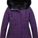 Women's Plus Size Winter Coat Waterproof warm Down Coat Detachable Hooded Parka Jacket (4X, Purple)