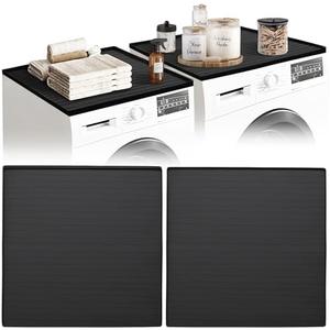2 PC Washer and Dryer Topper Protector Mat 25"x25", Laundry Washing Machine Top Cover Non-Slip, Waterproof, Silicone Large Washer and Dryer Covers for Top, Dark-Grey (Onyx) Dryer Top Protector Mat