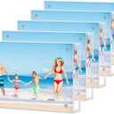 HOUSE DAY Acrylic Picture Frames 4x6, Lightweight Magnetic 4 x 6 Picture Frame for Wall and FreeStanding Desktop Display, Clear 4x 6 Photo Frame with Microfiber Cloth Nails, 4x6 Frame for Gift (5 Pack)