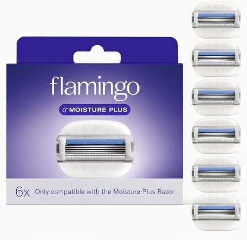 Flamingo Moisture Plus Razor Blades for Women - No Shave Gel Needed - Only 5 Count - Moisture Plus Razor Blade Refills