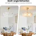 20'' Fandelier Ceiling Fans with Lights, Gold Caged Ceiling Fan with Remote Low Profile, 6 Speed and Petal, Modern Semi Flush Mount Ceiling Fan for Bedroom, Living Room, Nursery