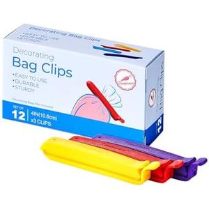 Keenpioneer Bag Sealing Clips for Food and Snack Storage, Decorating/Icing Bag Sealing Clips, 4inch, 12-Piece, 4-Color
