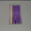 SHYMERY Flameless Advent Candles,Real Wax Battery Operated Electric LED Taper Candles with Remote Timer, Set of 4 Purple & Pink Flickering for Wreath Thanksgiving Christmas Outdoor Centerpieces